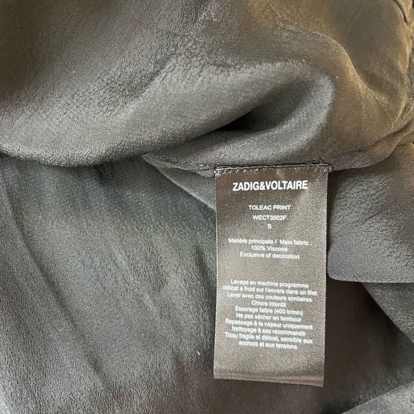 Zadig & Voltaire Toleac Short sleeve silk abstract print top small - Picture 9 of 9